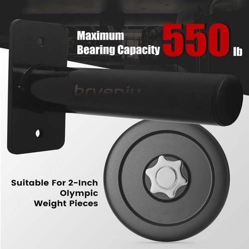 Wall Mounted Weight Plate Rack Storage, Steel Wall Mounted Weight Plate Holder Fits 2" Plates for Home Gyms, Garages, and Power Racks (Black-4pis)