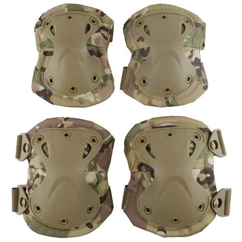 Tactical Combat Knee & Elbow Protective Pads Set for Outdoor CS Paintball Game Cycling Safety Skateboarding Gear Skates Knee Protection Guard Pads (MC03)