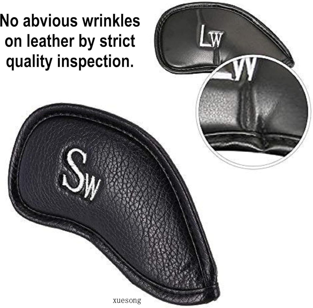 Xuesong Golf 12pcs Thick Synthetic Leather Golf Iron Head Covers Set Headcover Fit All Brands Callaway Ping Taylormade Cobra Etc