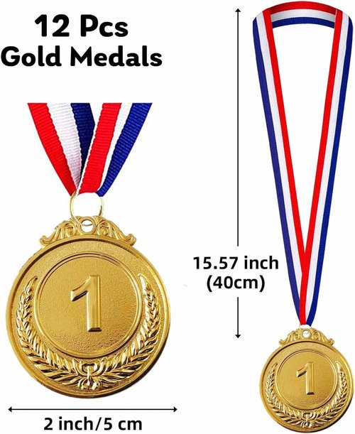 Jauisus Gold Award Medals - Olympic Style 1st Place Trophies for Sports & Competitions | 2 Inches