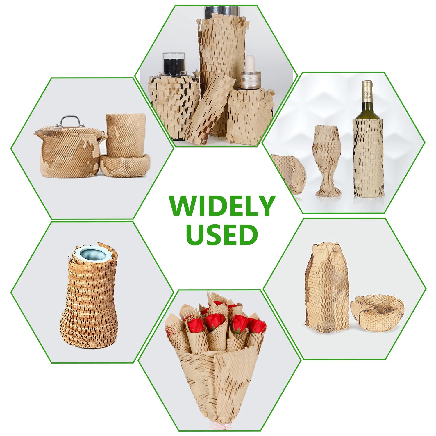 Honeycomb Packing Paper Wrap 12"x200' Recycled Bubble Cushioning Wrap Roll Eco Friendly Shipping Boxes Moving Wrap Packing Supplies Material with 20 Fragile Sticker Labels