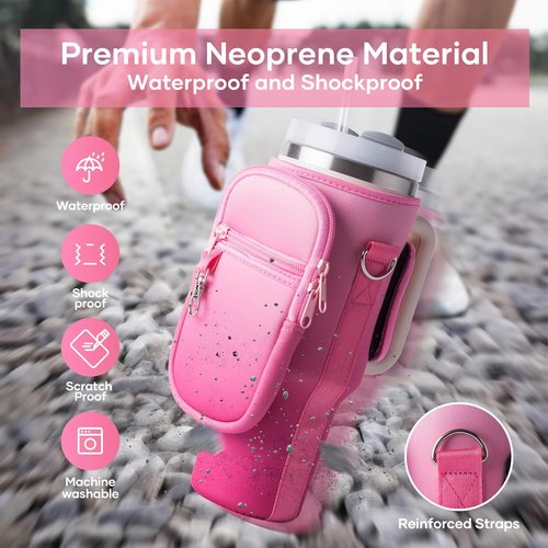Linmaya Water Bottle Carrier Bag - Neoprene Cross-Body Bag for Stanley Cup 40/30oz with Phone Holder