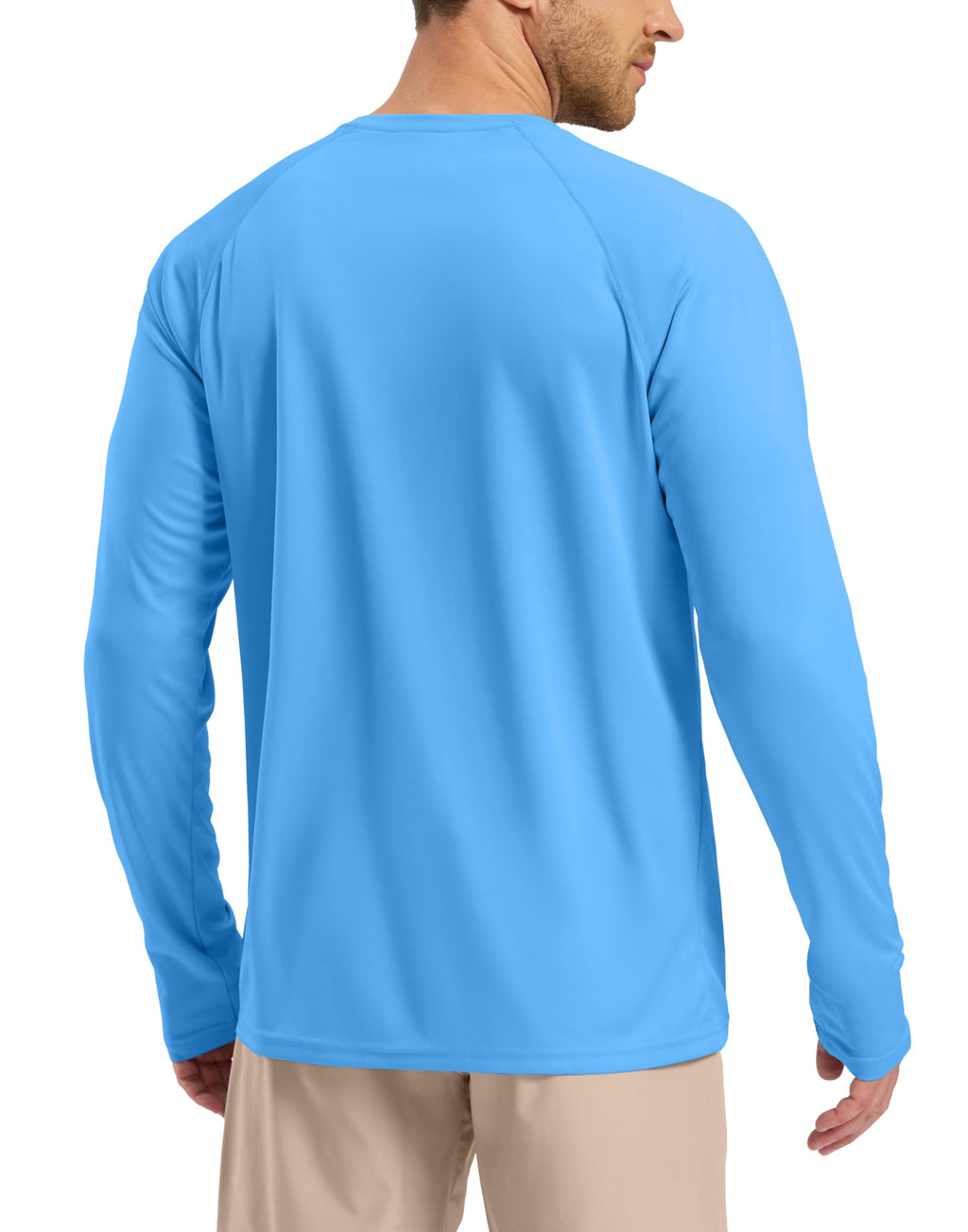 Pudolla Mens Sun Protection Shirts UV SPF T-Shirts UPF 50+ Long Sleeve Rash Guard Fishing Running Quick Dry(Sky Blue XL)