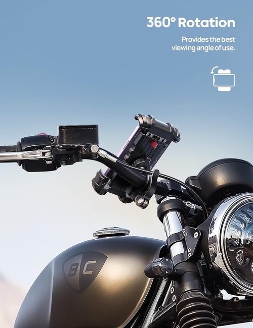 Lamicall Motorcycle Phone Holder - Secure Handlebar Mount for iPhone 17, 16, 15 Plus & 4.7-6.8" Smartphones