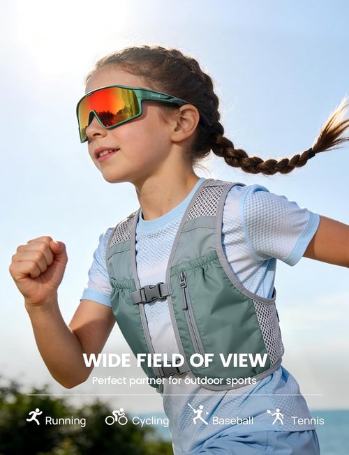 Lamicall Polarized Kids Baseball Sunglasses - UV400 Protection for Ages 8-14 | Stylish Sports Eyewear