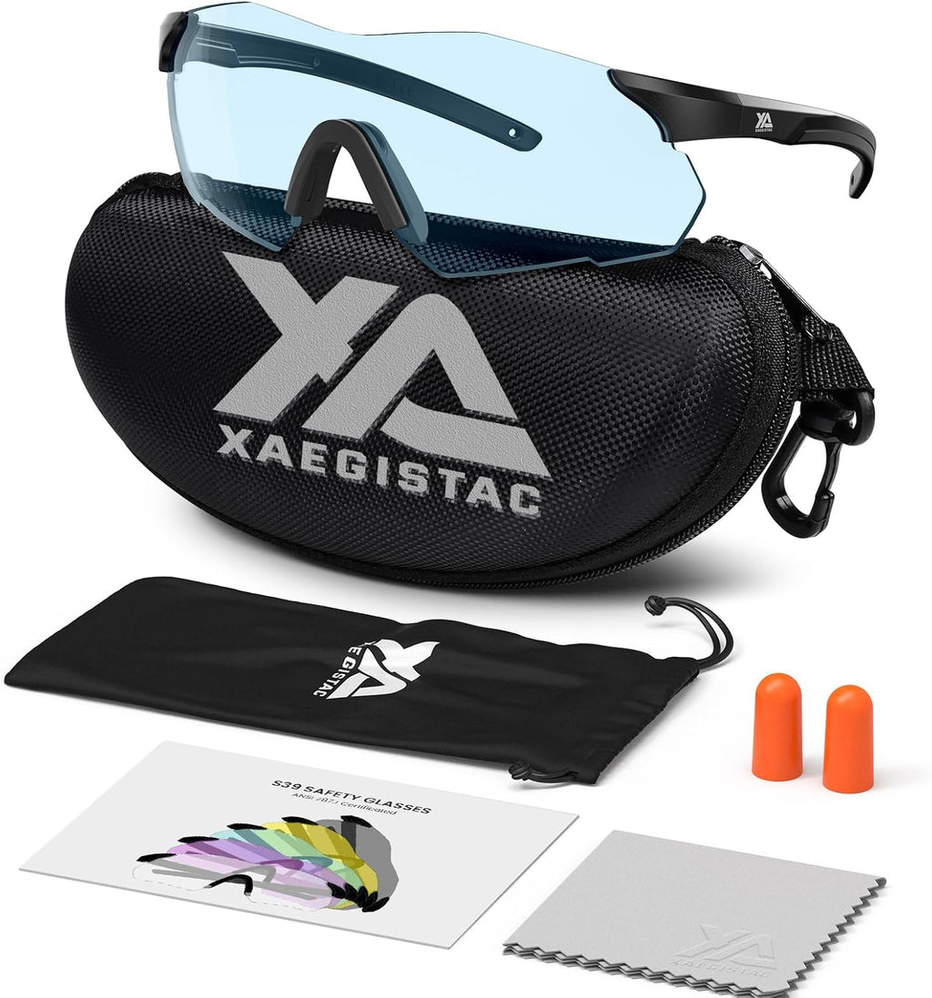 Xaegistac Safety Glasses - Anti-Fog Shooting Glasses with Wide Field of View & Soft Nose Pad | Ideal for Hunting & Airsoft