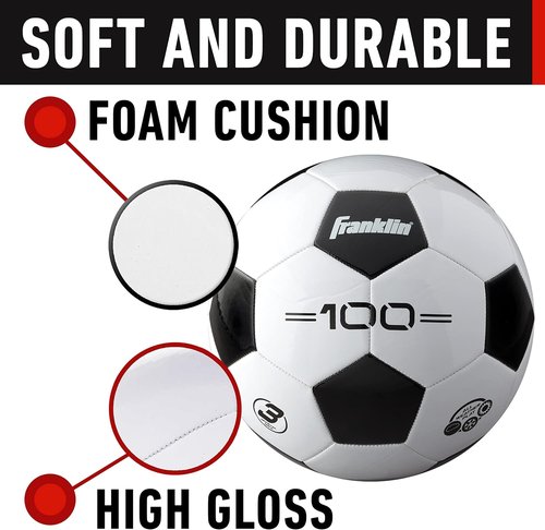 Franklin Sports Soccer Balls - Youth & Adult Sizes 3, 4, 5 - Black & White - Single or Bulk Packs