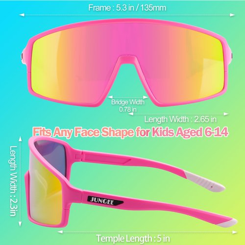 IKSII Kids Sunglasses for Girls 8-14,UV400 Protection Youth Baseball Sunglasses,Running Sun Glasses for Women Men,Pink Sports Softball Biking Cycling Glasses