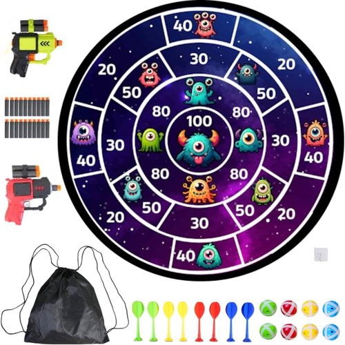Lula Brands Dart Board - Double-Sided Indoor/Outdoor Game for Kids | Includes Backpack & Sticky Darts, 29”