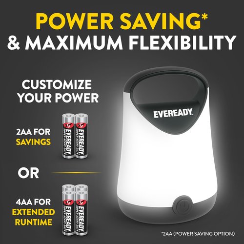Eveready LED Camping Lantern X-250 (2-Pack), Super Bright Tent Lights, Rugged Water Resistant LED Lanterns, 100 Hour Run-time (Batteries Included), Black