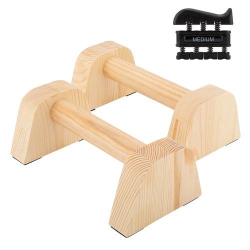 Top Drawer British - Wooden Push Up Bar Stand - Pushup Parallettes Floor Handles Perfect Bars for Calisthenics & Handstand