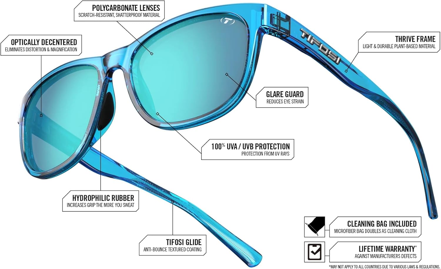 Tifosi Swank Sport Sunglasses - Tangle-Free Design for Cycling, Golf, Hiking & Running