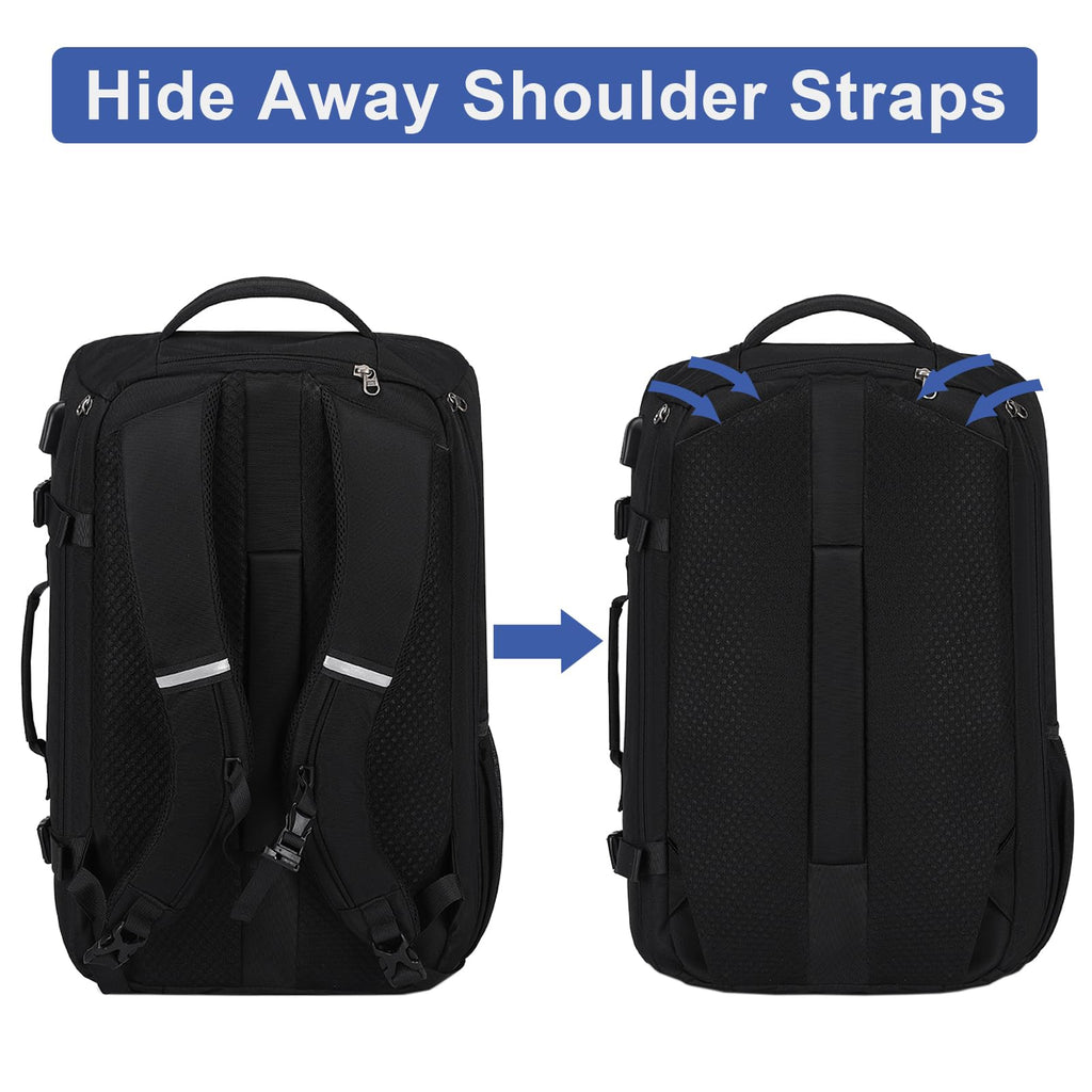 Travel Backpack for Men 40L, TSA Flight Approved Carry On Backpack with Rain Cover, 17inch Travel Laptop Backpack with USB Charging Port, Extra Large Luggage Suitcase Daypack Weekender Bag, Black