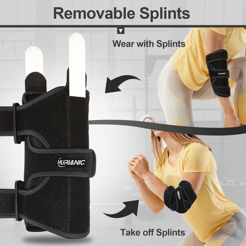 Elbow Brace, Tendonitis and Tennis Elbow pain Relief, Adjustable Stabilizer with Splint for Ulnar Nerve Entrapment and Cubital Tunnel Syndrome, Arm Support straps for Night Sleep Fit Men& Women Black