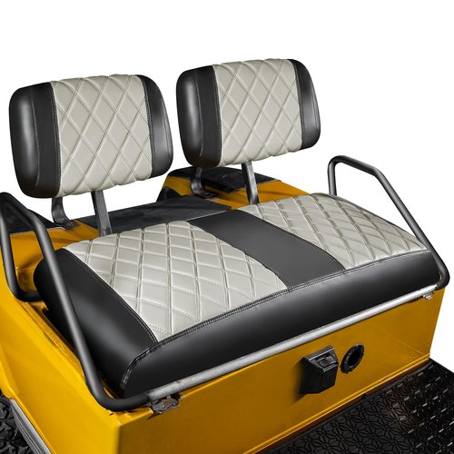 NOKINS Golf Cart Diamond Seat Covers Kit, Fit for Club Car DS Pre-2000 OEM Standard Front Seat Cushion, Golf Cart Vinyl Seat Cover, No Nails Required (Oyster Gray and Black)
