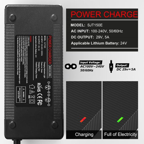 24V 5A Fast Battery Charger (3-Pin XLR) for Electric Scooter, Wheelchairs,Go-Go Elite Traveller,Jazzy Power Chair, Pride Mobility, Shoprider, iZip, eZip,Drive Medical, Bladez, Elite Traveller