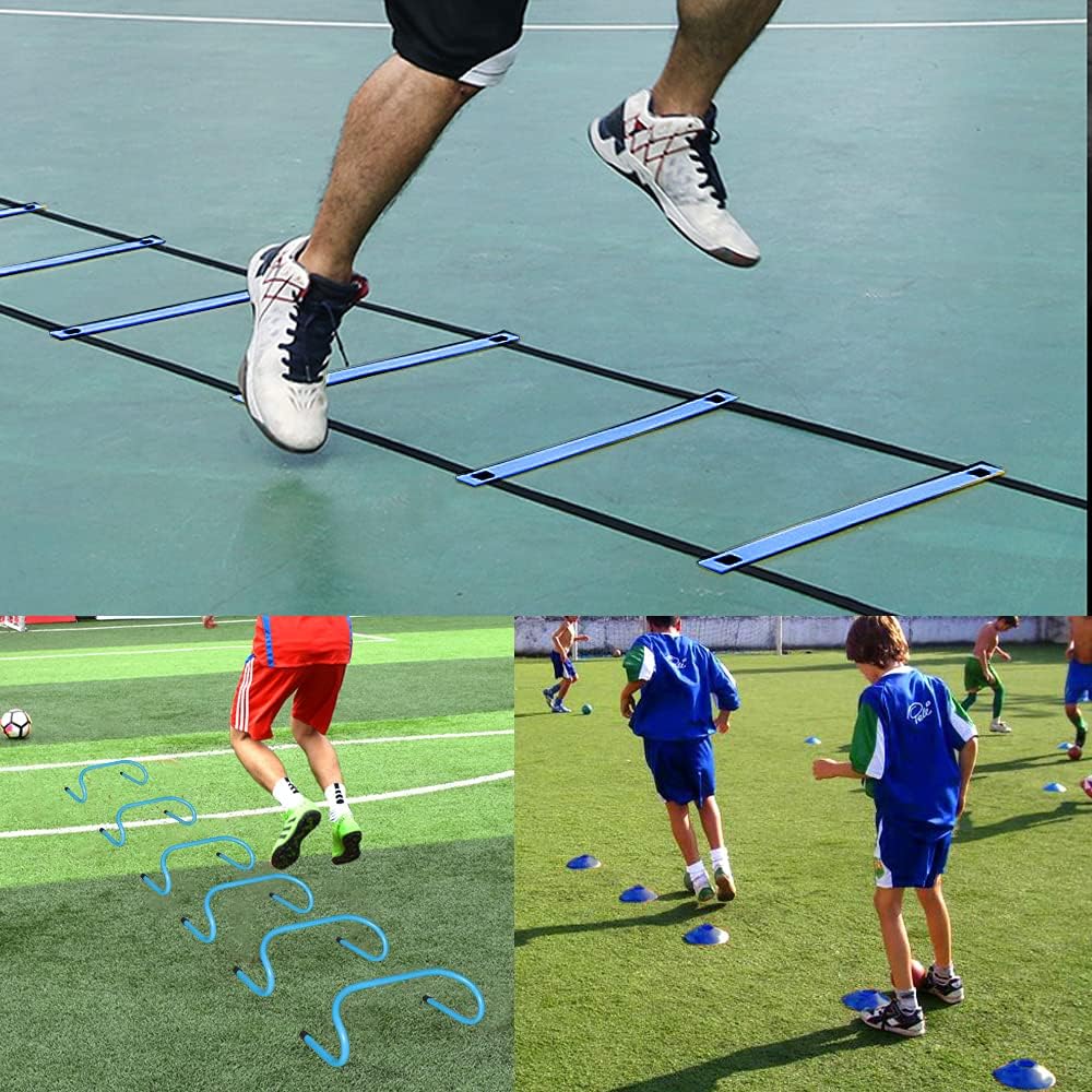 TNZMART Agility Ladder Set - Adjustable Rungs with 10 Plastic Training Cones for Enhanced Performance