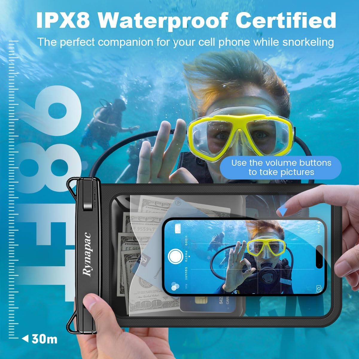Rynapac Waterproof Phone Pouch - 2 Pack IPX8 Case for iPhone 17/16/15 Pro Max & Galaxy S26 Ultra | Touchscreen & Underwater Photography Essentials