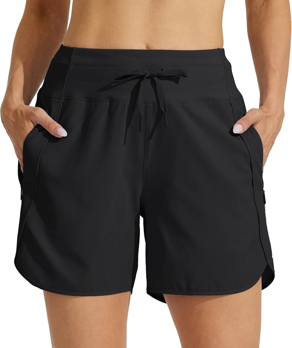 Willit Women's Running Shorts - Quick Dry High Waisted Athletic Gym Shorts with Zipper Pocket | 5" Length