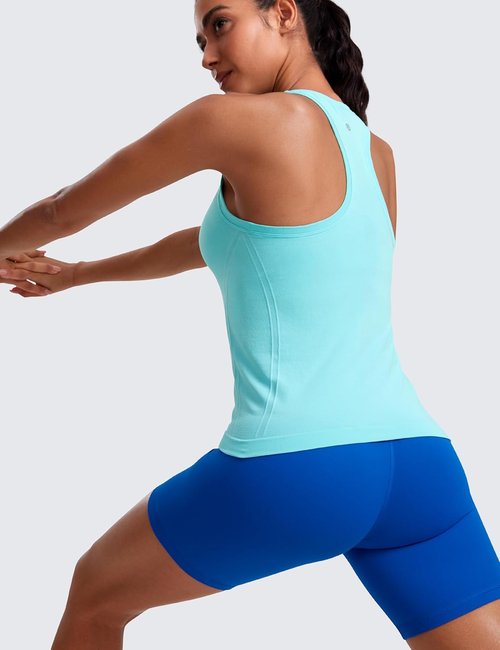 CRZ YOGA Seamless Workout Tank Tops for Women - Breathable Athletic Sleeveless Racerback Shirts