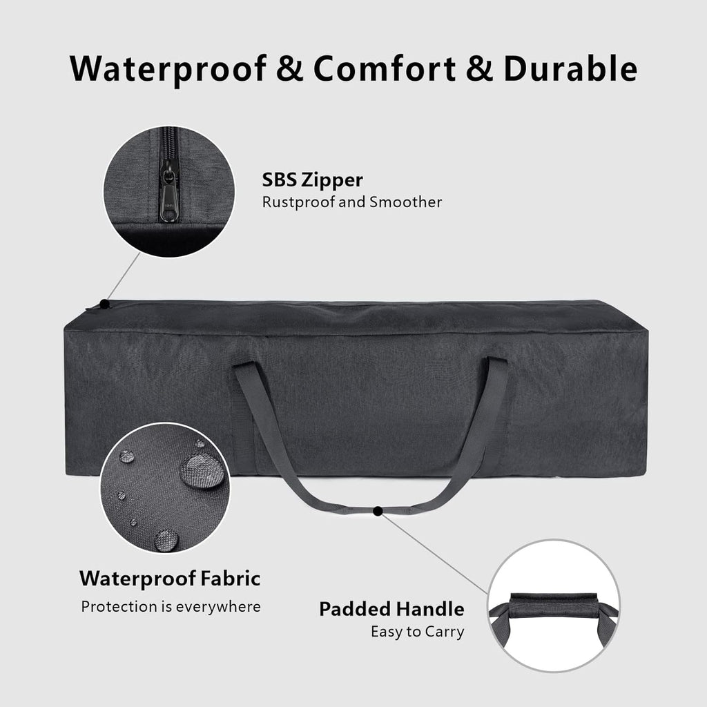 TOPDesign Extra Large 46-Inch Zippered Duffel Bag - Waterproof Travel & Sports Equipment Storage (Grey)