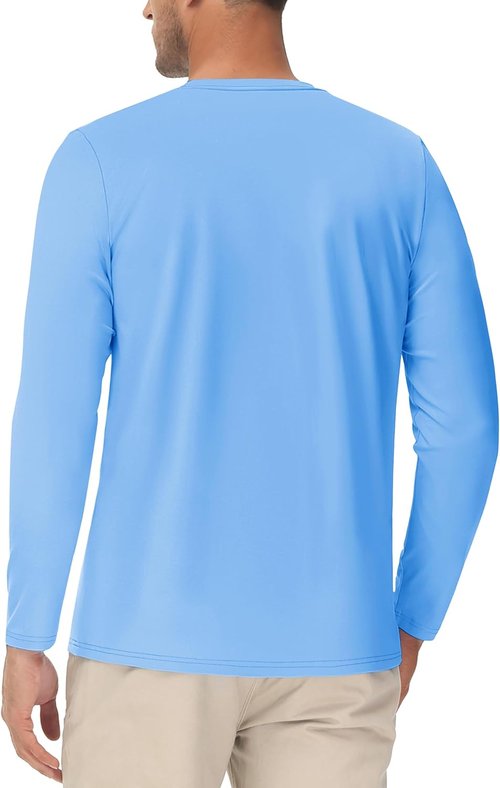 EKLENTSON Men's Long Sleeve Rash Guard - UPF 80+ Sun Protection, Quick Dry, Lightweight Swim Shirt