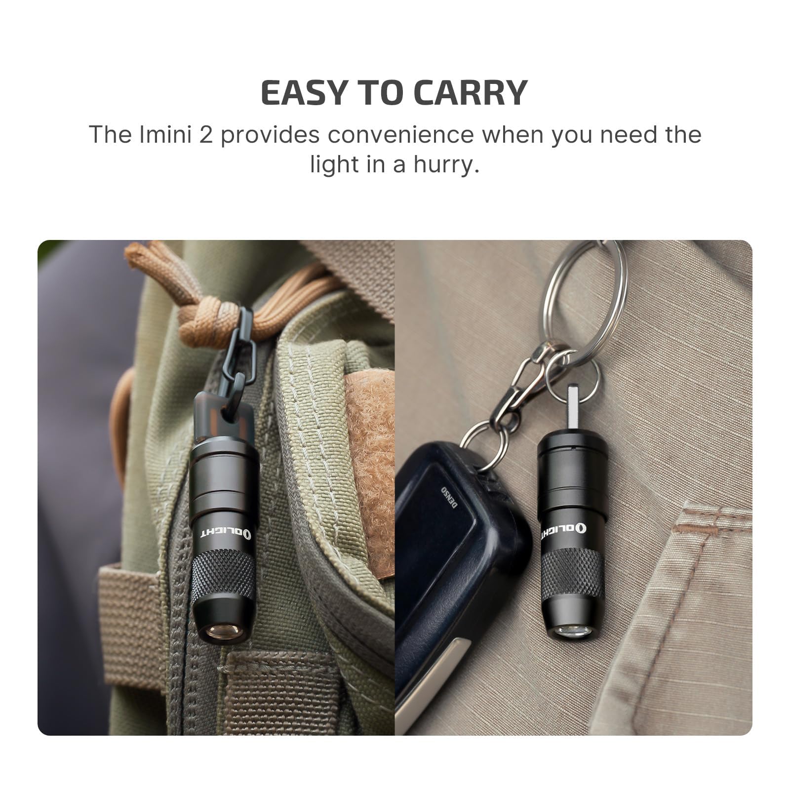 OLIGHT 2 Pack IMINI 2 EDC Rechargeable Keychain Flashlight, 50 Lumens Compact and Portable Mini LED Keyring Lights with Built-in Battery Ideal for Everyday Carry and Emergencies