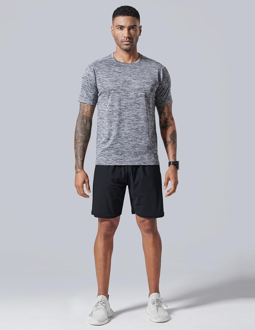 Skiennix Men's Active Quick Dry Crew Neck T-Shirts - 5 Pack Athletic Gym Tees in Bulk