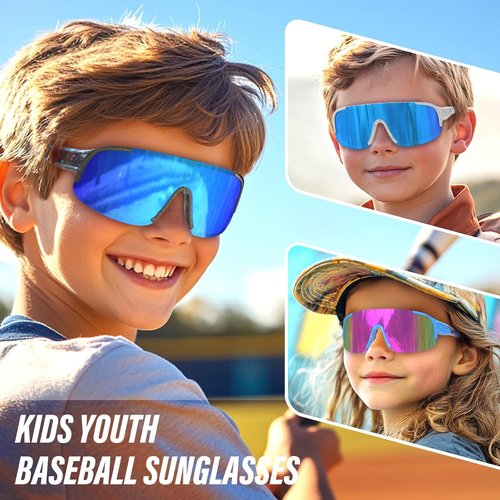IKTOD Youth Baseball Sunglasses - UV400 Protection for Kids Aged 4-16 | 2-Pack Sports Goggles