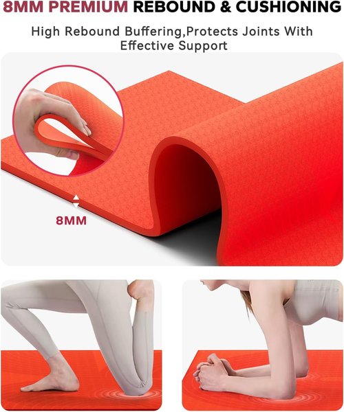 HAPBEAR Large Yoga Mat - 72"x36" Extra Wide Anti-Slip Exercise Mat | 1/4" Thick for Ultimate Cushioning - Perfect for Yoga & Pilates