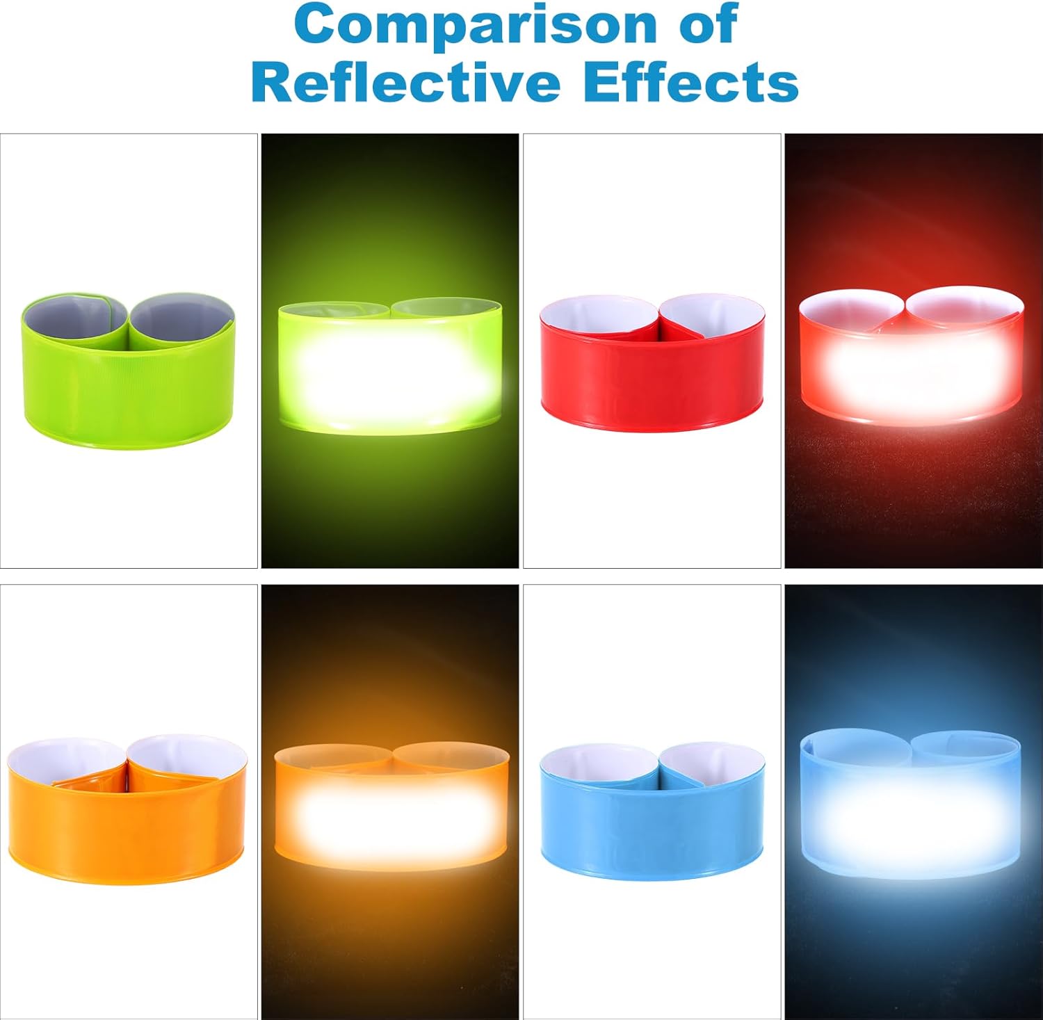 PATIKIL Reflective Slap Bands - High Visibility Safety Reflector Armbands for Night Jogging & Cycling