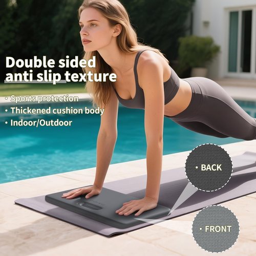 Yoga Knee Pad - 1 Inch Thick with Extra Cushioning, Pain-Free for Knees, Elbows, Wrists and Back | Foldable and Multi-Functional, Suitable for Home Gym, Pilates, Plank, Abdominal Training Fitness Mat (Grey + Black)