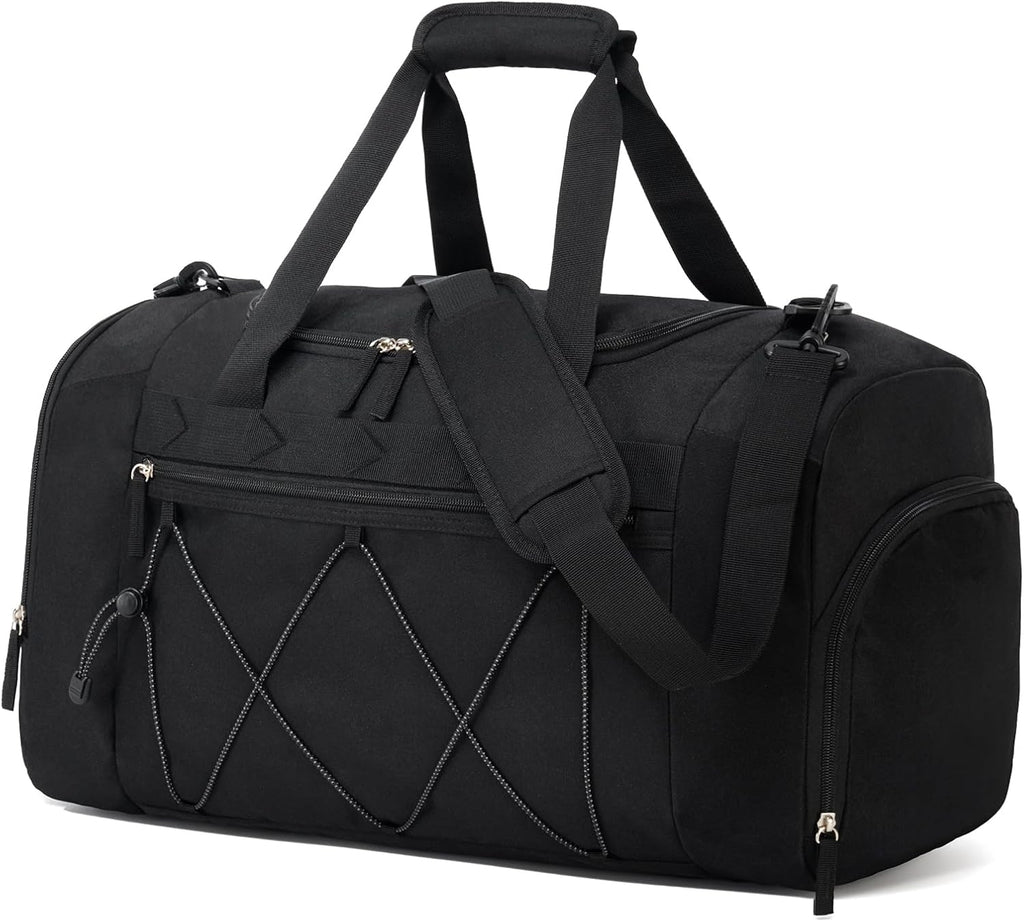 Vorspack Gym Bag - 21-Inch Water-Resistant Duffle with Shoe Compartment | Black Travel & Sports Bag