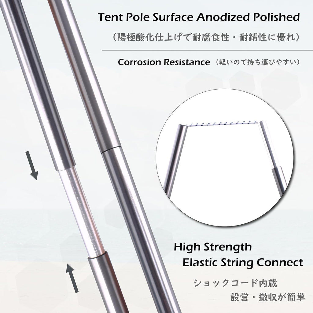 TRIWONDER Tent Poles - Replacement Aluminum Camping Rods | Pre-Assembled Repair Kit (2 Pcs)