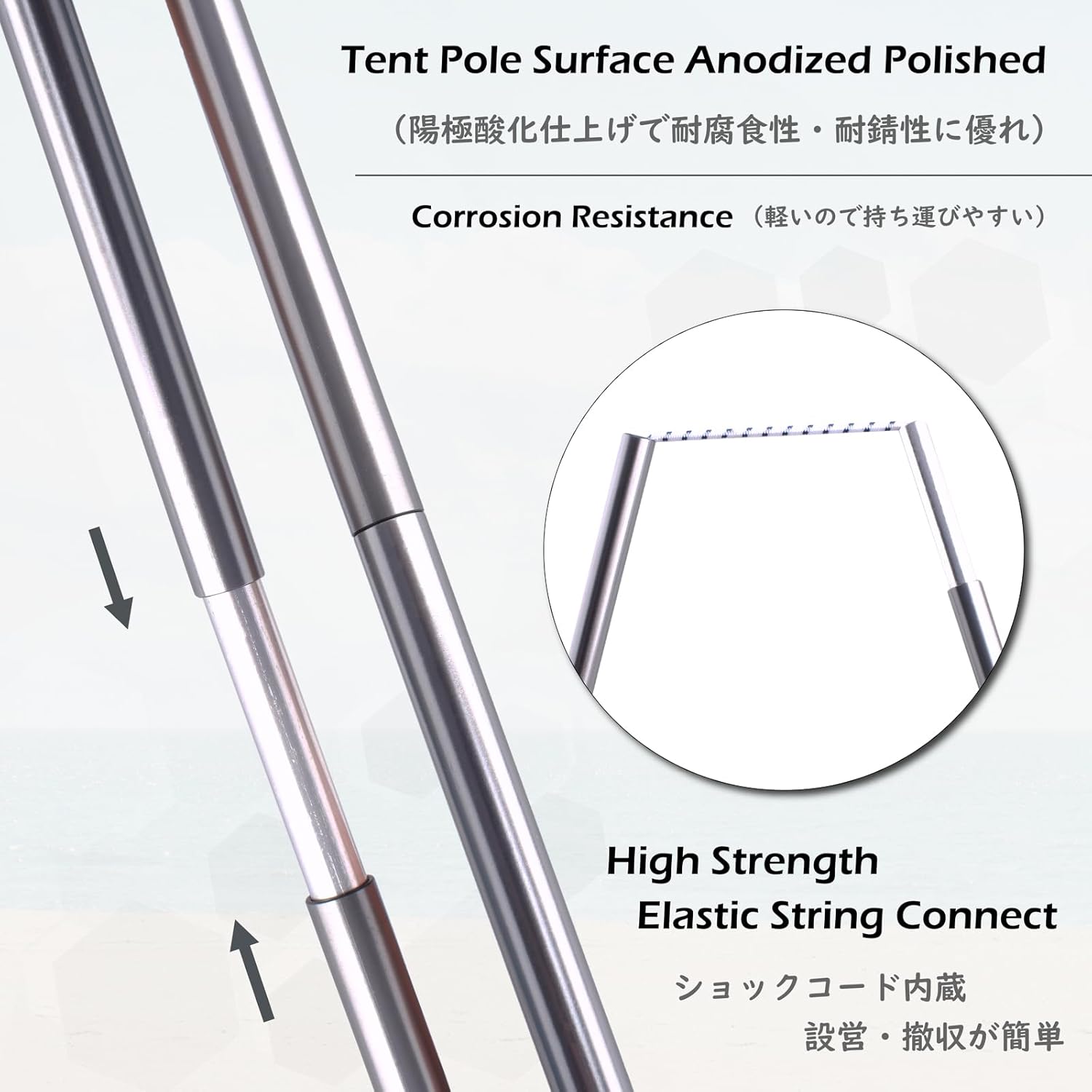 TRIWONDER Tent Poles - Replacement Aluminum Camping Rods | Pre-Assembled Repair Kit (2 Pcs)