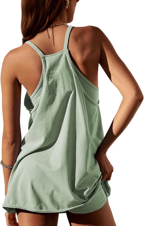 Lentta Women's Athletic Mini Dress - Sleeveless V-Neck with Built-In Shorts | Perfect for Summer Activities