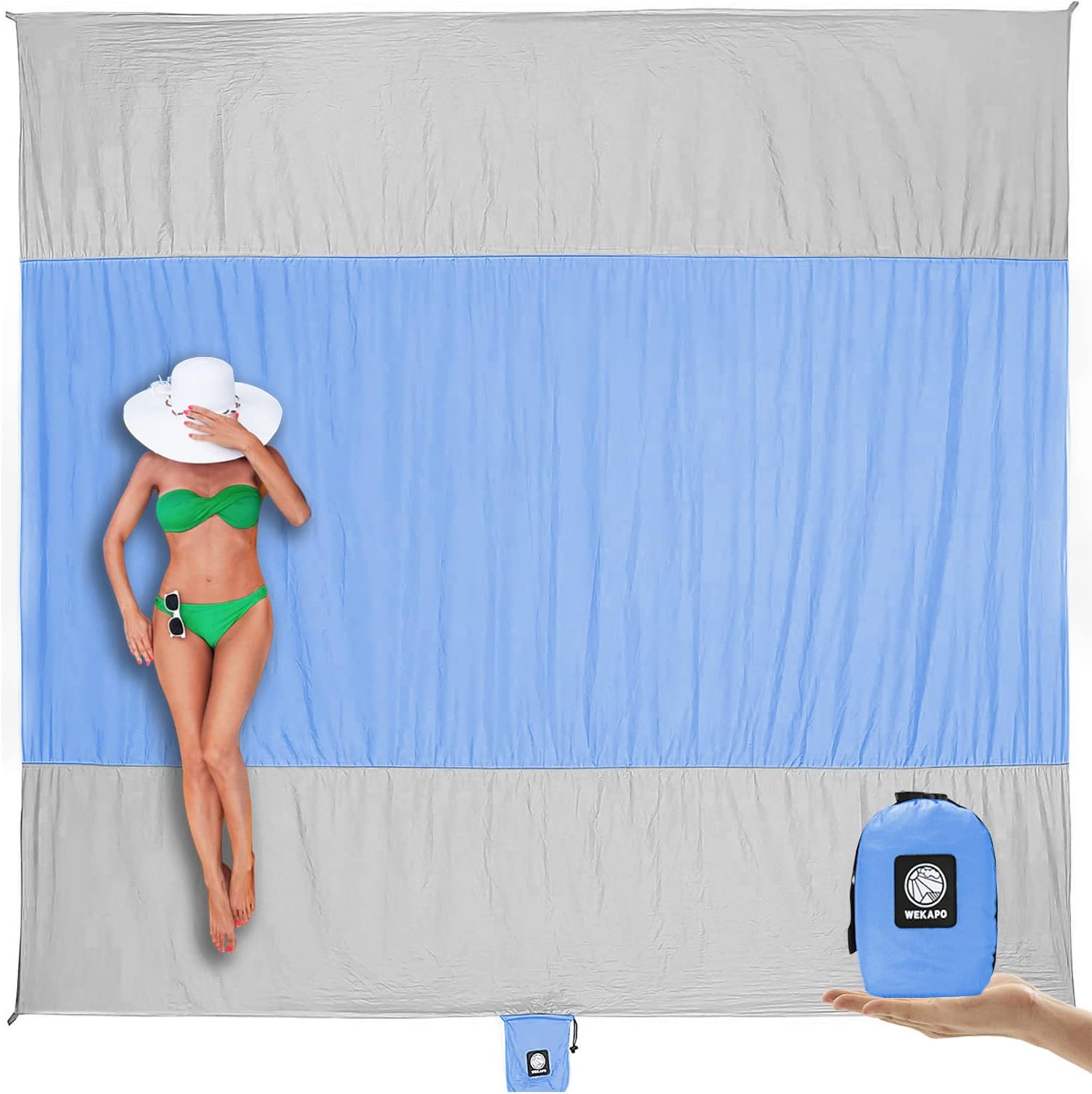 WEKAPO Beach Blanket - Extra Large Sandproof & Waterproof Mat | Quick Drying for Vacation, Picnic & Camping