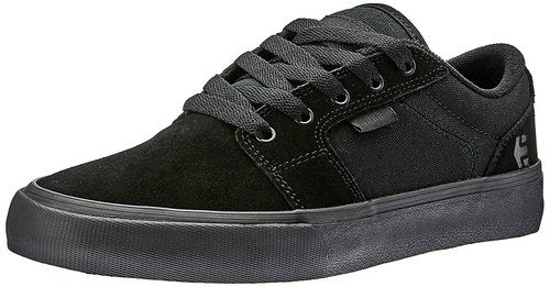 Etnies Barge LS – Classic Skate Look, Slim Vulcanized Silhoutte, Hefty Armored Collar, Reinforced Vulc - Black/Black/Black - 6.5