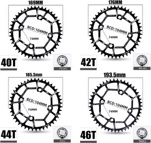 YBEKI Pro-Grade 104BCD Chainring (30-52T) CNC 7075-T6 Aluminum Narrow-Wide MTB/Road Round Oval Bike Chainwheel | Shimano/SRAM 8-11 Speed Compatible | 573MPa Strength (Black Round, 42T)