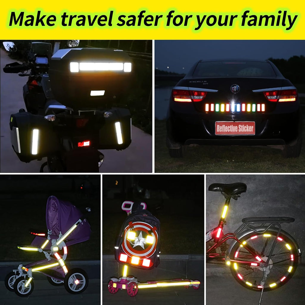 Super Reflection Reflective Stickers by 20 Pcs | Waterproof Safety Tape for Cars, Bikes & Helmets - 3.15" X 1.18"