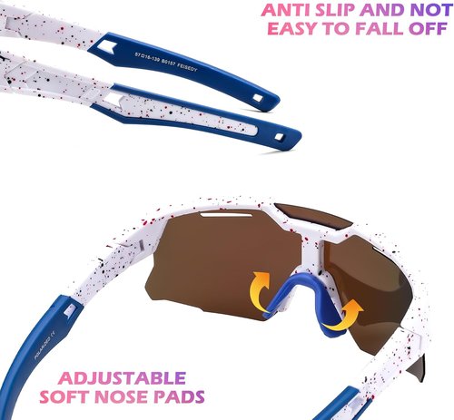 FEISEDY Kids Polarized Baseball Sunglasses - Sports Cycling Glasses for Ages 8-16 | Stylish & Durable