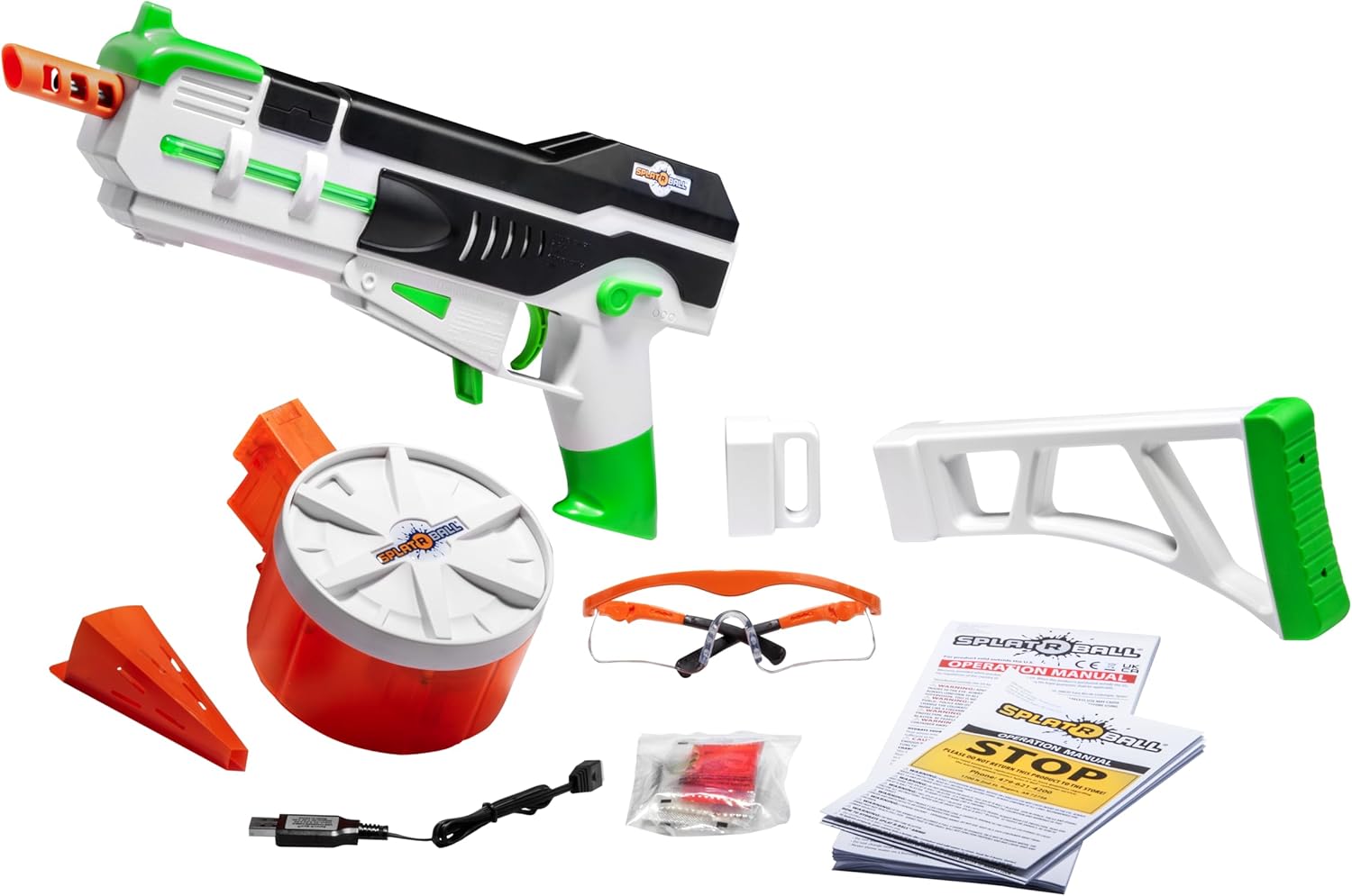 SplatRball Gel Ball Blaster Kit - 1200 Pyro Glow-in-the-Dark Water Beads | Shoots Up to 225 FPS