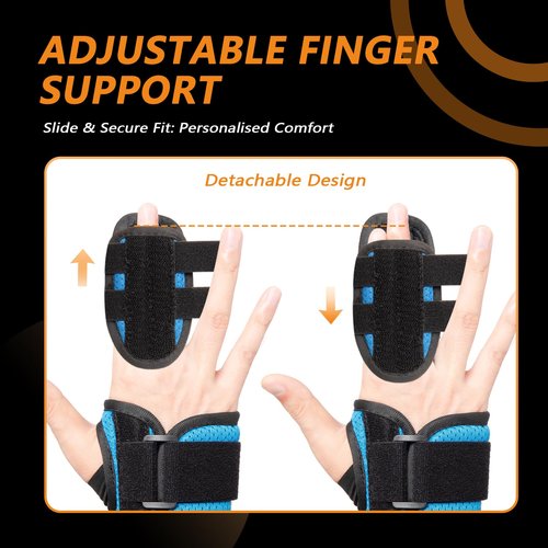 VIGORFIT 2 Finger Splint for Trigger Finger, Broken Fingers, Knuckle Sprains - Double Finger Support for Index, Middle, Ring Finger, Unisex Sizes, Right Hand, M