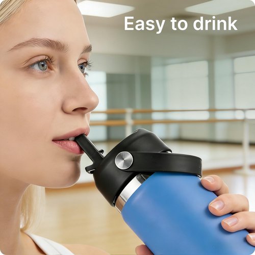 Prurex Straw Lid - Replacement Cap for Hydro Flask 12/16/18/20/32/40/64 oz Wide Mouth Bottles - with Weaving Handle, Fits Thermoflask & Iron Flask(2 Pack)