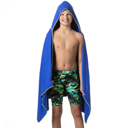 Flow Hydro Sport Towel - Microfiber Quick Dry Swimming Towels for Swim, Pool, Triathlon, and Other Water Sports in Medium, Large, Extra Large, and Hooded Sizes (Blue, Large w/Hood)