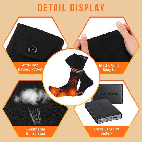 Heated Socks, Heated Socks for Men Women with APP Control, 5000mAh Rechargeable Electric Up to 10 Hours Washable Winter Warm Socks Foot Warmer for Skiing Cycling Camping