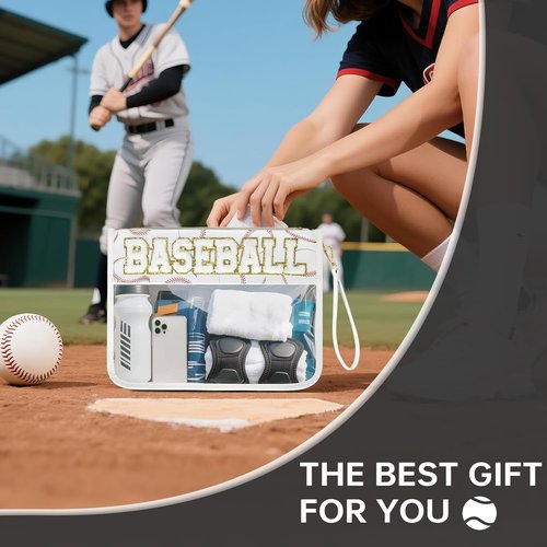 Chenille Letter Baseball Gift Bags - Clear Portable Treat Pouches for Team Gifts