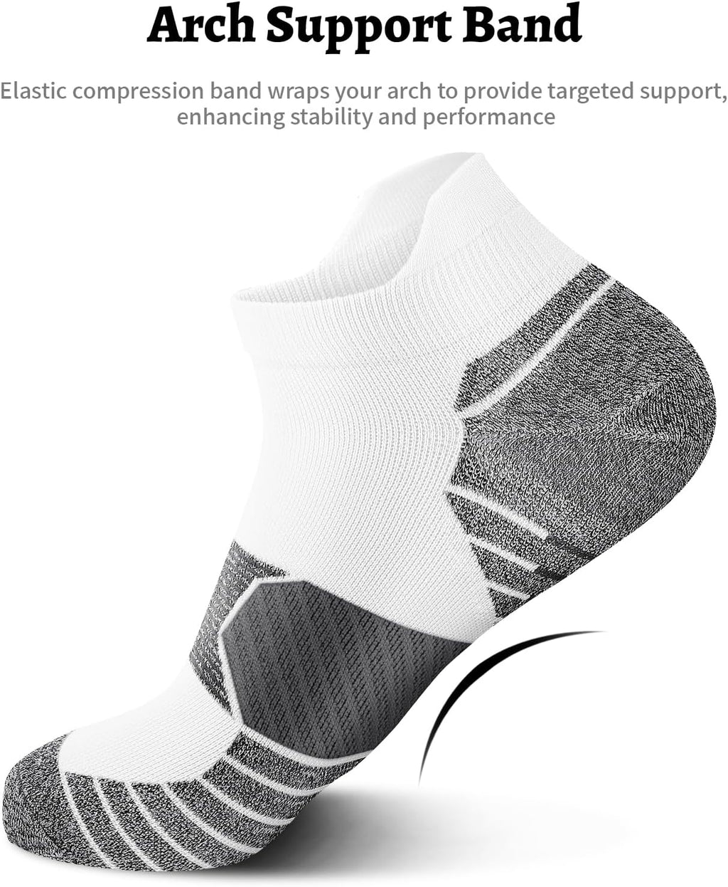 PAPLUS Compression Running Socks - 6 Pairs of Ankle Athletic Socks with Arch Support