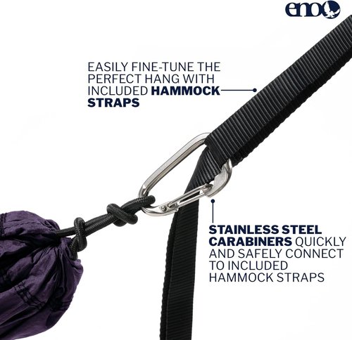 ENO TravelNest Hammock & Straps Combo - Portable Hiking and Camping Hammock with Straps Included - Travel Hammock for Camping, Hiking, Backpacking, a Festival, or The Beach + Straps Combo - Plum