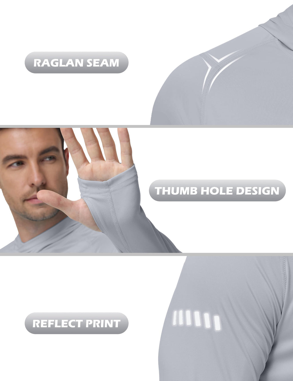 Roadbox Mens UPF 50+ Sun Protection Hoodie, UV Long Sleeve Fishing Shirts, Lightweight Swim Rash Guard for Outdoor Hiking